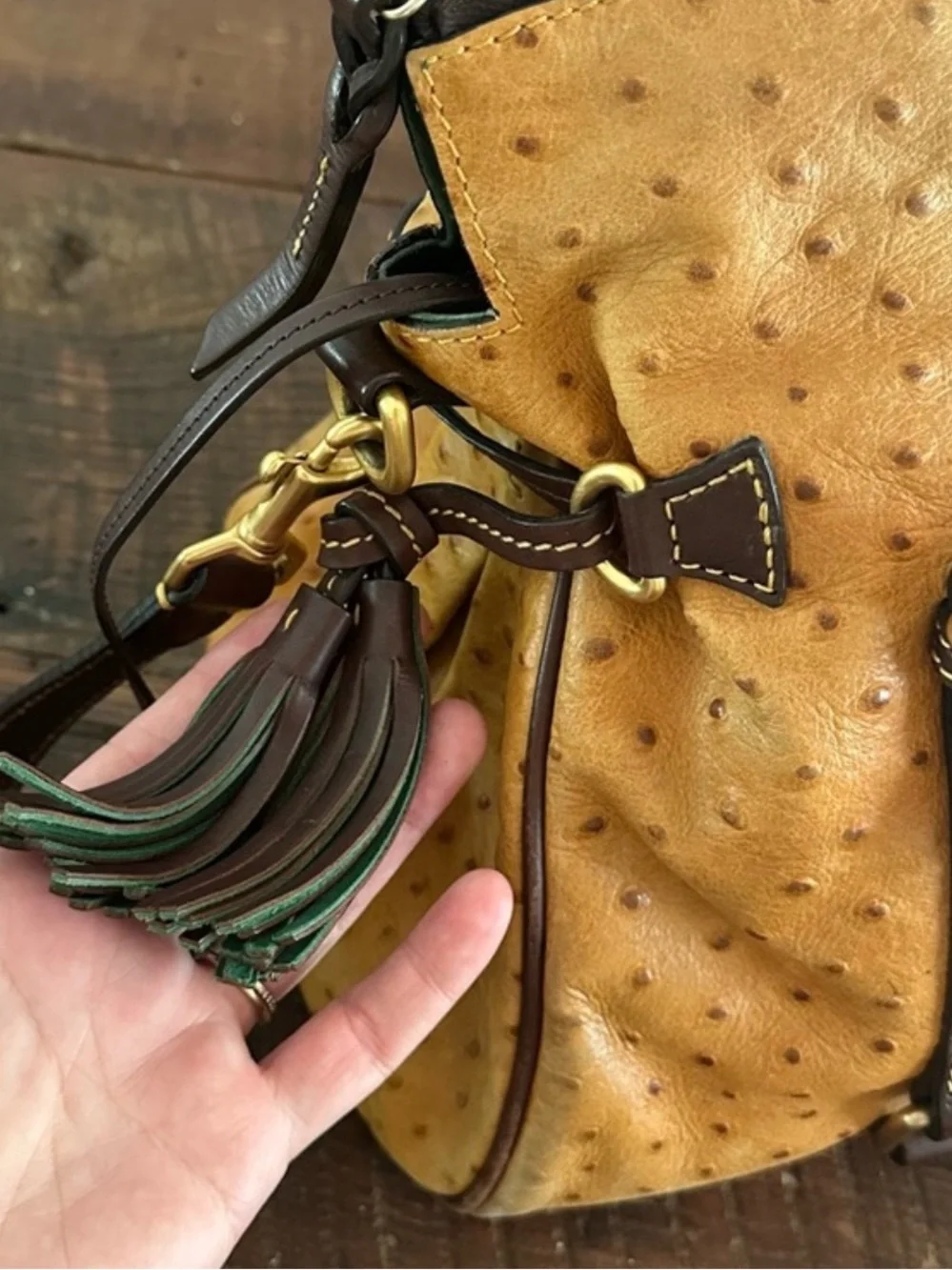 Dooney and Bourke Ostrich Embossed Leather Satchel